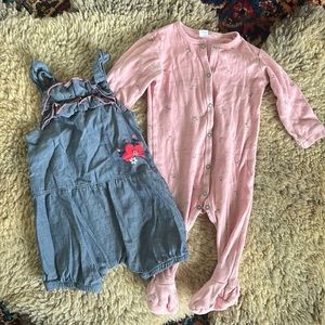 Petit Lem 9 m lot romper jumper and footie onesie pink